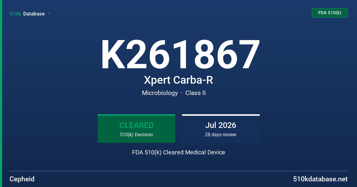 K261867 Xpert Carba-R FDA 510(k) Cleared Medical Device