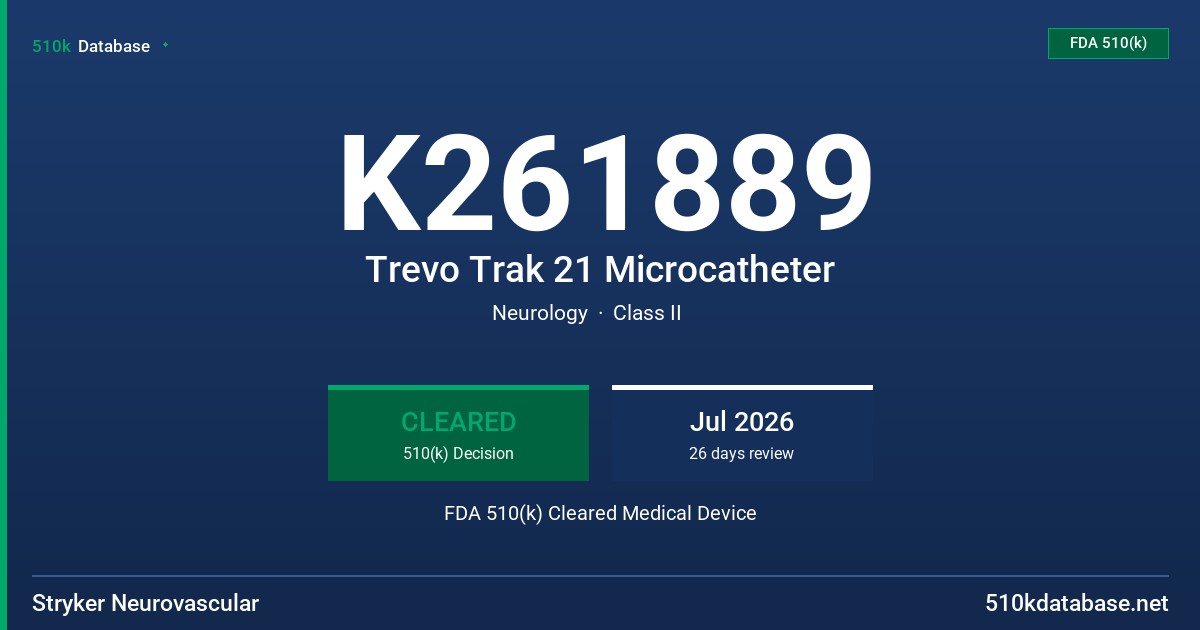K261889 Trevo Trak 21 Microcatheter FDA 510(k) Cleared Medical Device
