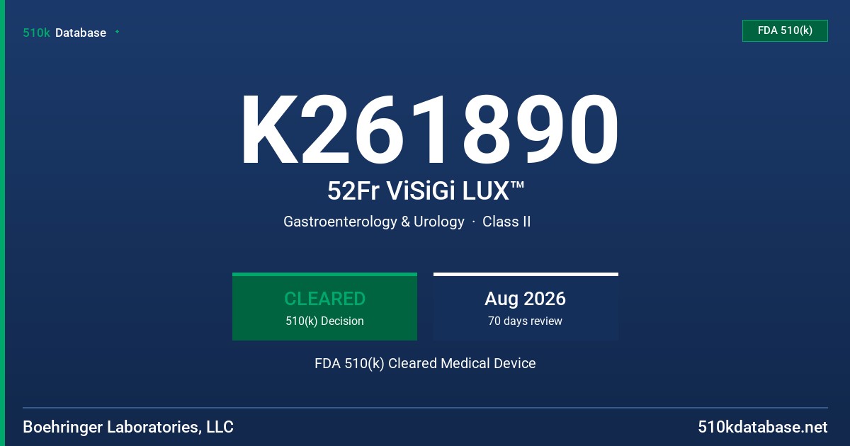 K261890 52Fr ViSiGi LUX™ FDA 510(k) Cleared Medical Device