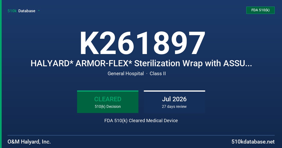 K261897 HALYARD* ARMOR-FLEX* Sterilization Wrap with ASSURE-DRY* Technology FDA 510(k) Cleared Medical Device