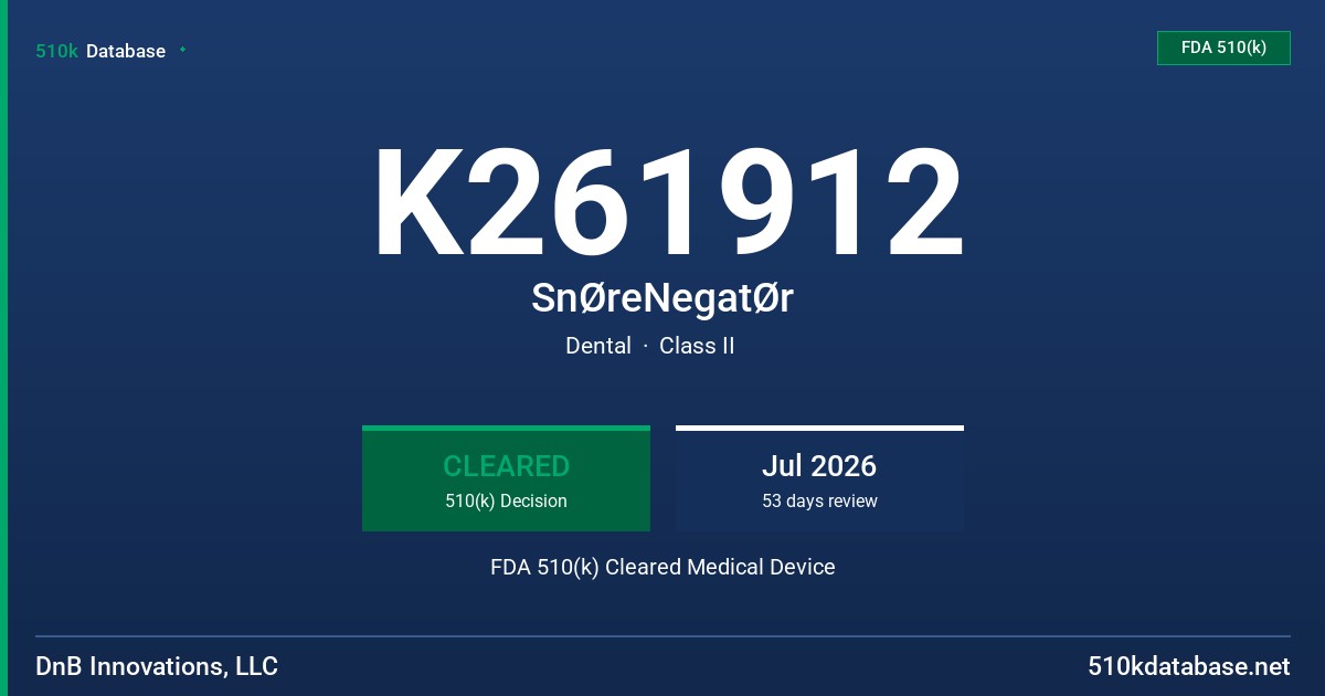 K261912 SnØreNegatØr FDA 510(k) Cleared Medical Device