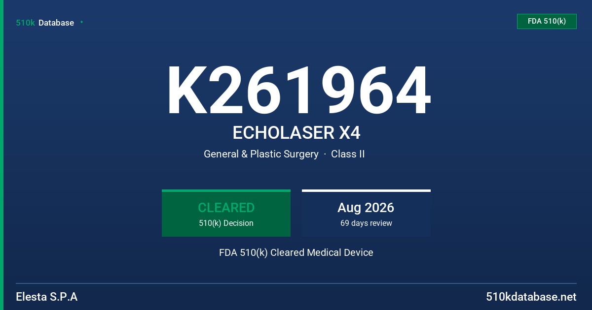 K261964 ECHOLASER X4 FDA 510(k) Cleared Medical Device
