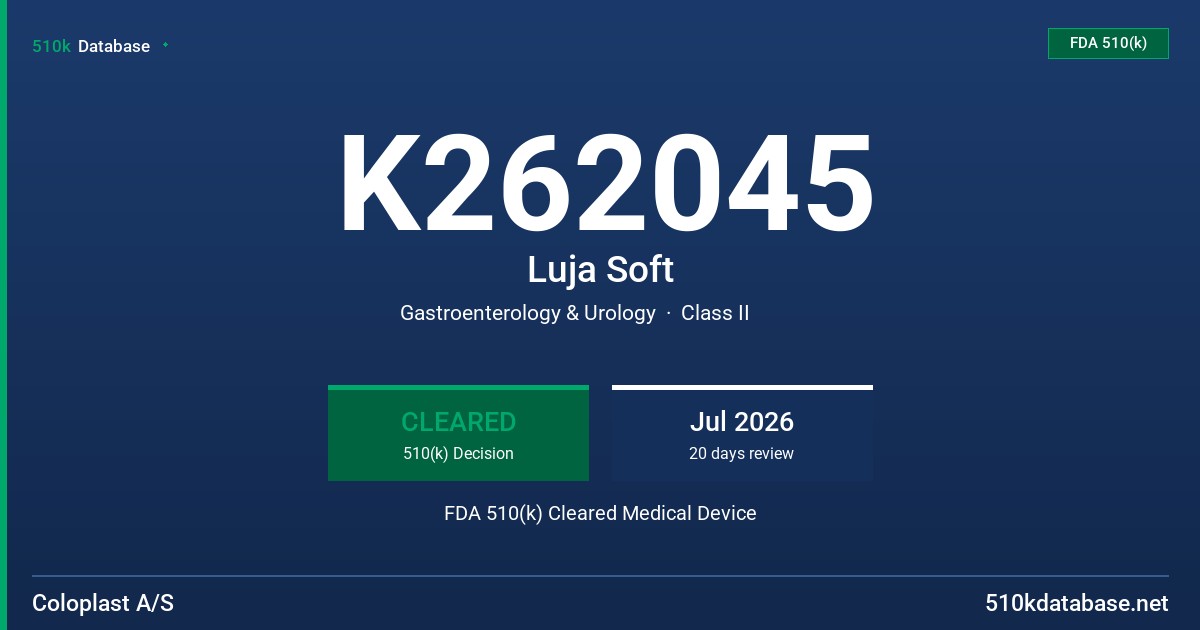 K262045 Luja Soft FDA 510(k) Cleared Medical Device