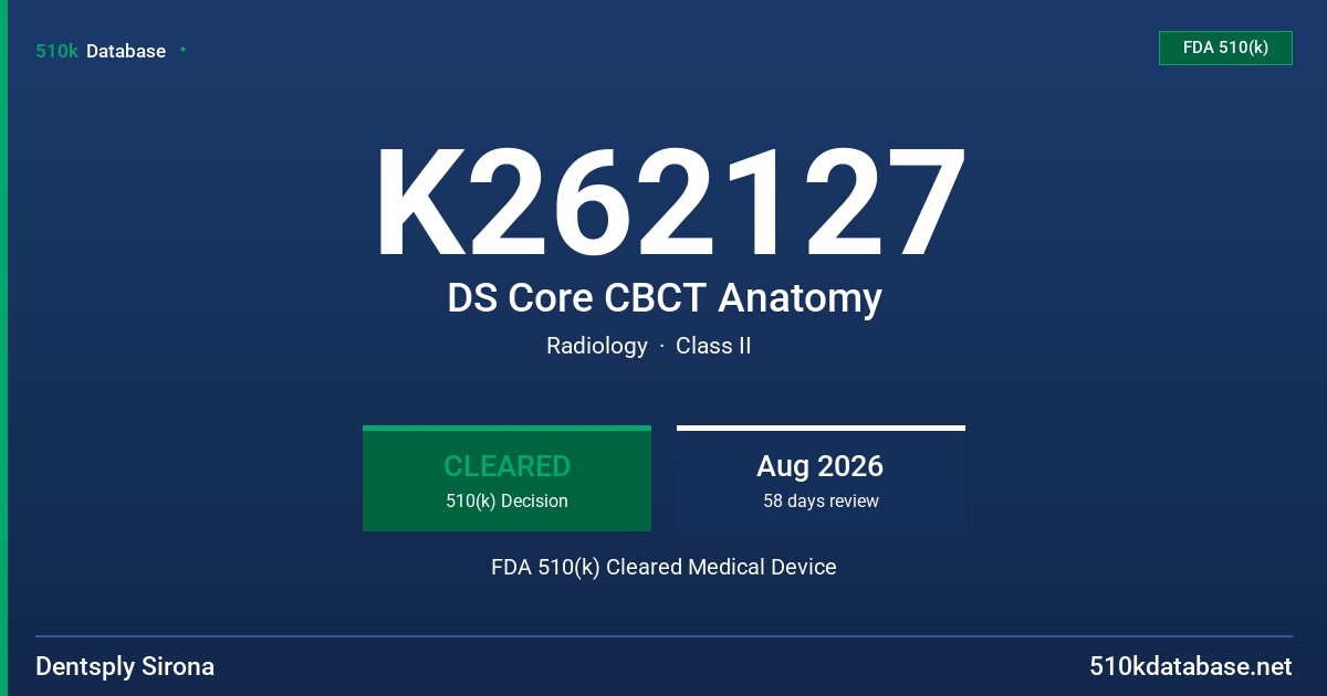 K262127 DS Core CBCT Anatomy FDA 510(k) Cleared Medical Device