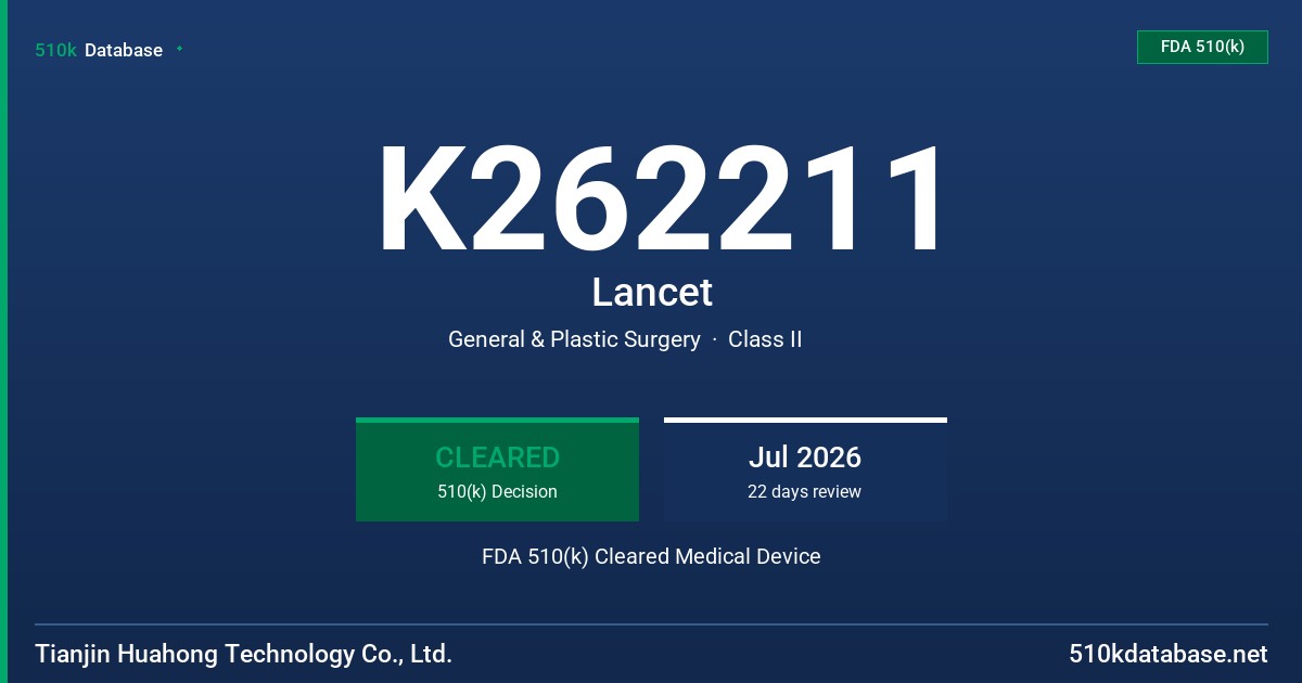 K262211 Lancet FDA 510(k) Cleared Medical Device