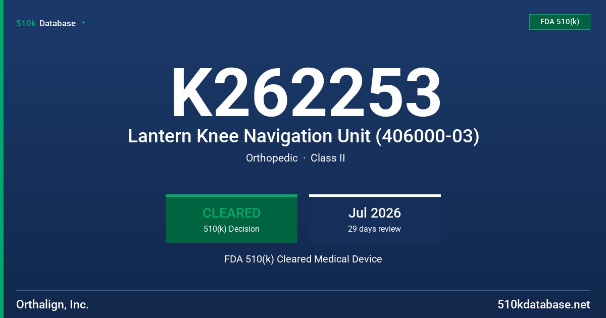 K262253 Lantern Knee Navigation Unit (406000-03) FDA 510(k) Cleared Medical Device