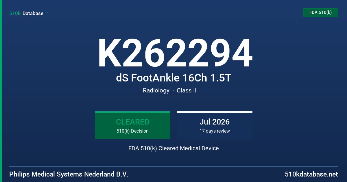 K262294 dS FootAnkle 16Ch 1.5T FDA 510(k) Cleared Medical Device