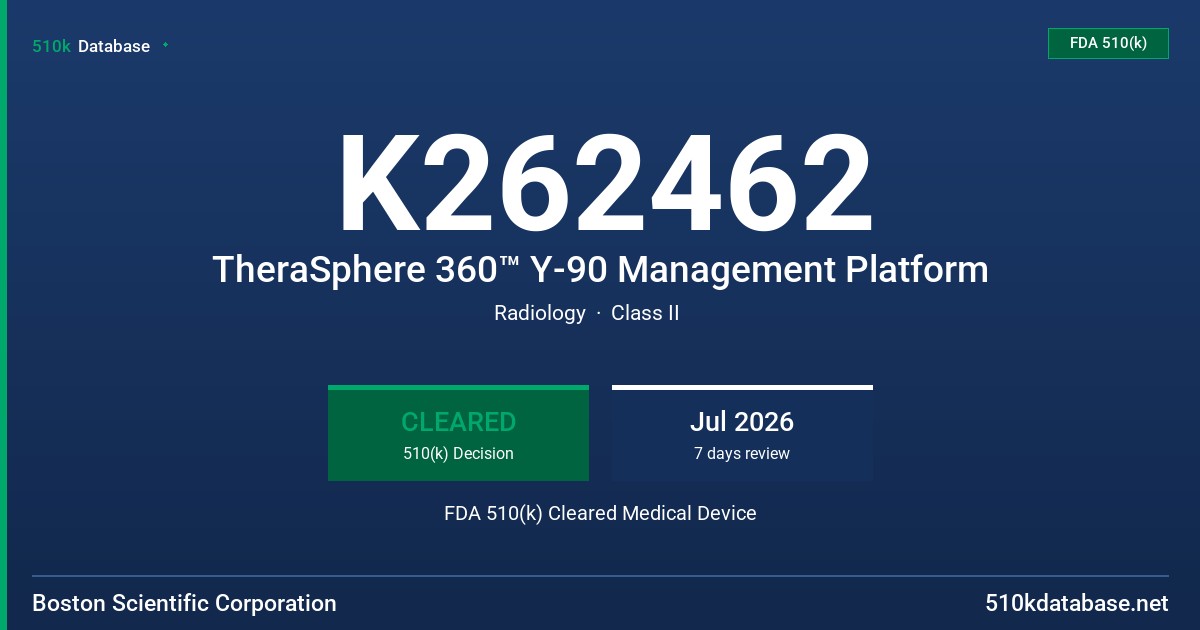 K262462 TheraSphere 360™ Y-90 Management Platform FDA 510(k) Cleared Medical Device