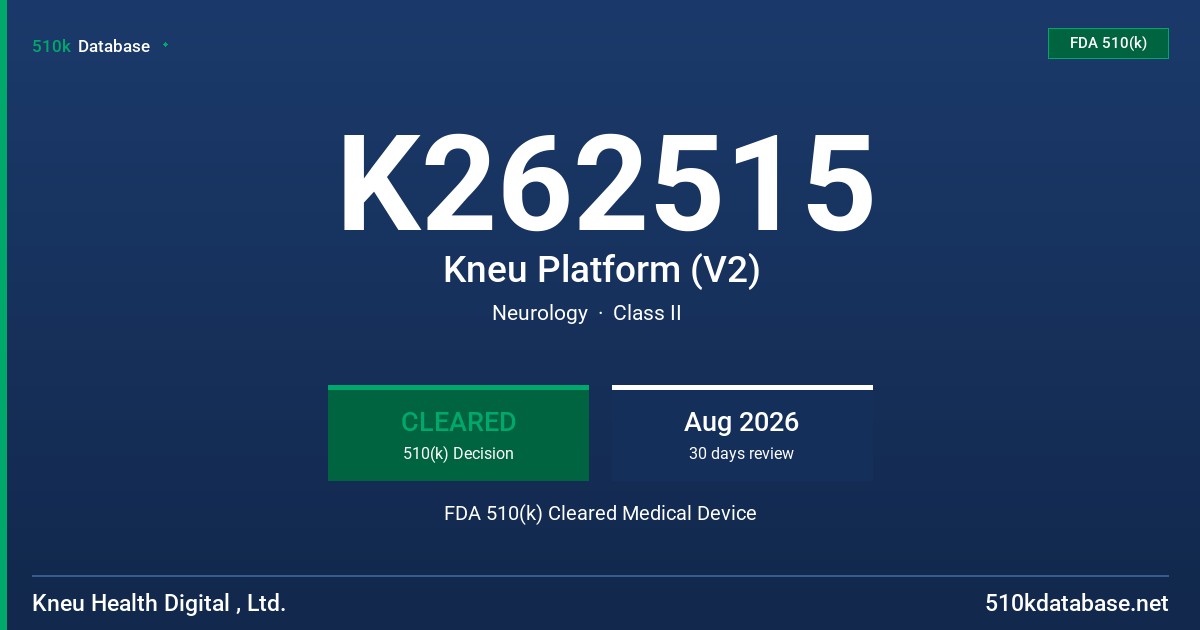 K262515 Kneu Platform (V2) FDA 510(k) Cleared Medical Device