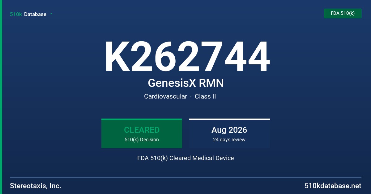 K262744 GenesisX RMN FDA 510(k) Cleared Medical Device