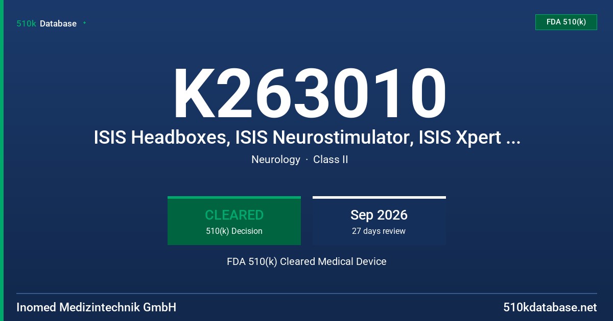 K263010 ISIS Headboxes, ISIS Neurostimulator, ISIS Xpert Plus, ISIS Xpert, ISIS Xpress FDA 510(k) Cleared Medical Device