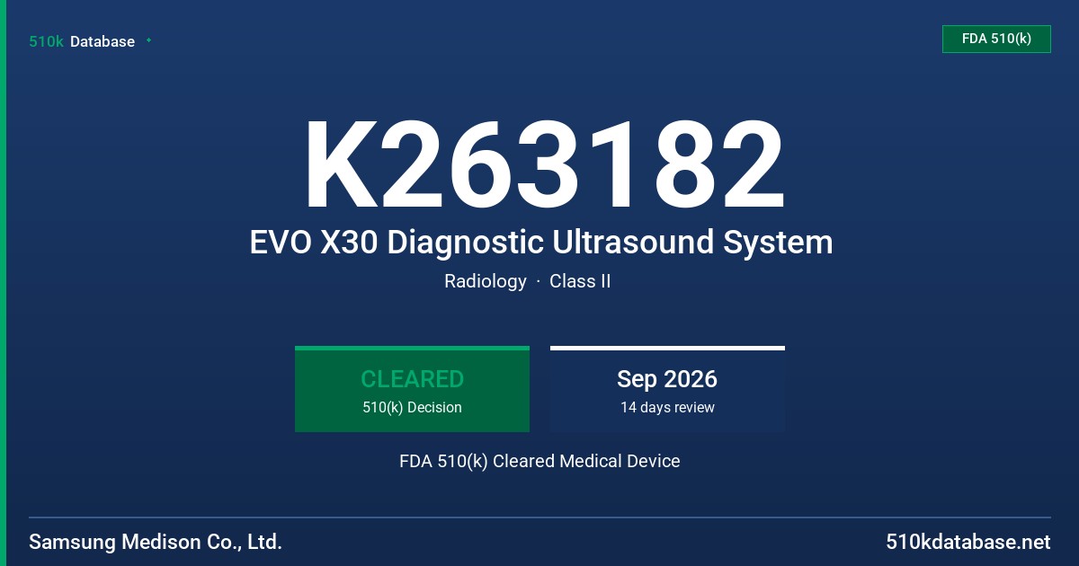 K263182 EVO X30 Diagnostic Ultrasound System FDA 510(k) Cleared Medical Device