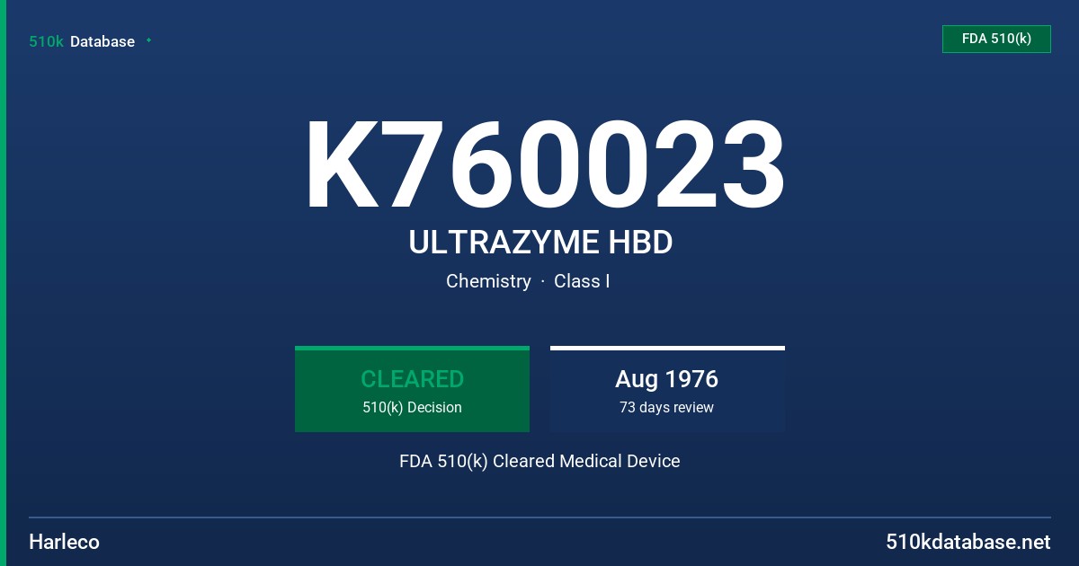 K760023 ULTRAZYME HBD FDA 510(k) Cleared Medical Device