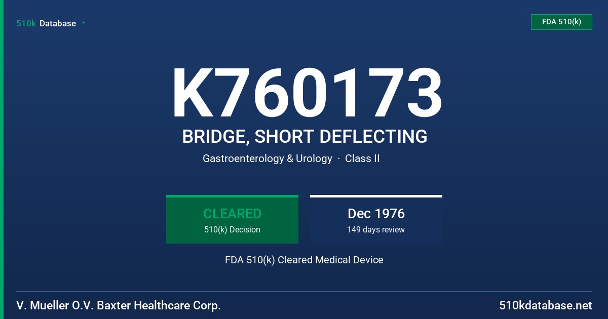 K760173 BRIDGE, SHORT DEFLECTING FDA 510(k) Cleared Medical Device