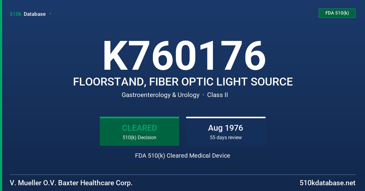 K760176 FLOORSTAND, FIBER OPTIC LIGHT SOURCE FDA 510(k) Cleared Medical Device