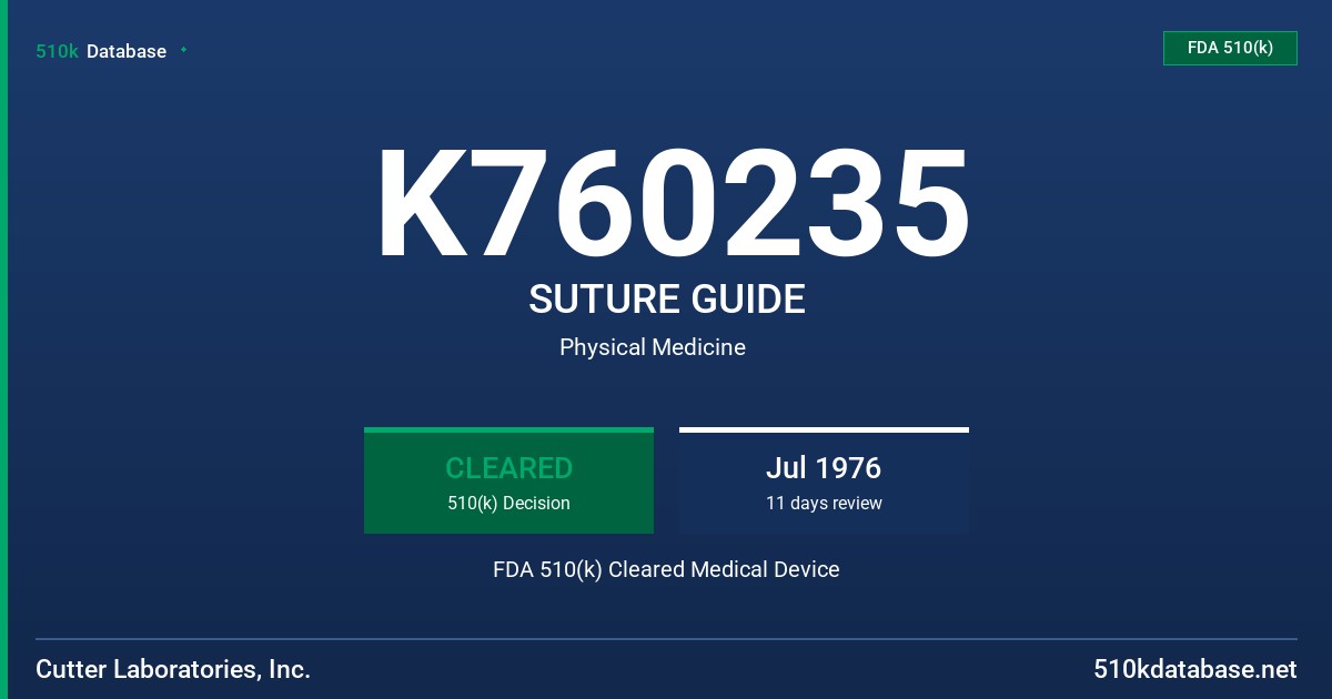 K760235 SUTURE GUIDE FDA 510(k) Cleared Medical Device