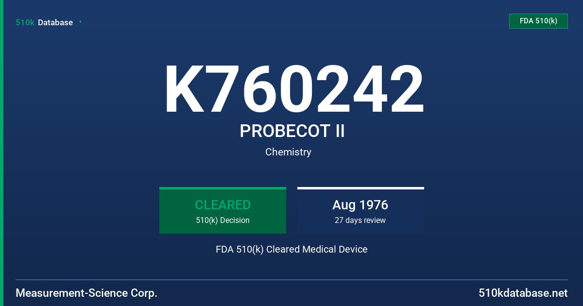 K760242 PROBECOT II FDA 510(k) Cleared Medical Device