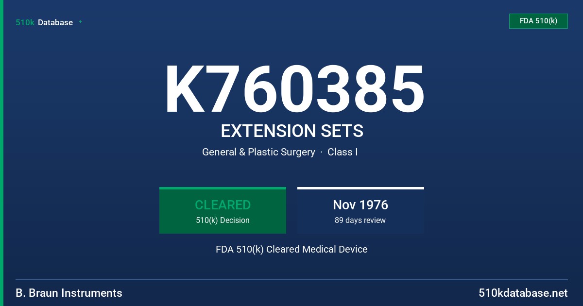 K760385 EXTENSION SETS FDA 510(k) Cleared Medical Device