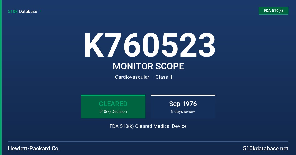 K760523 MONITOR SCOPE FDA 510(k) Cleared Medical Device