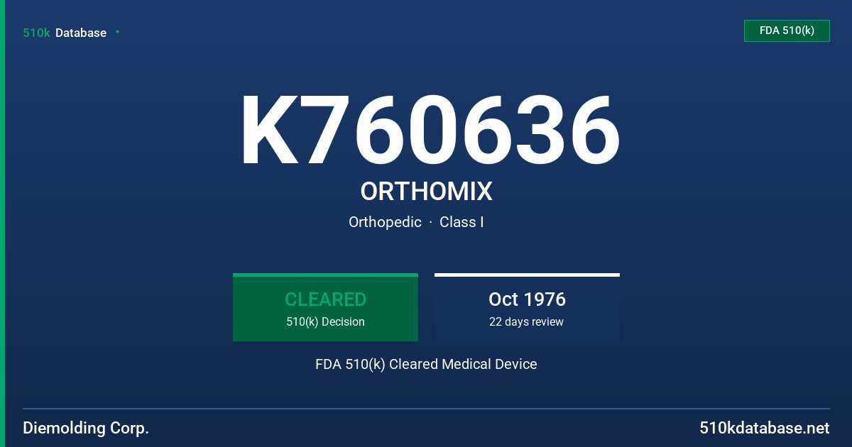 K760636 ORTHOMIX FDA 510(k) Cleared Medical Device
