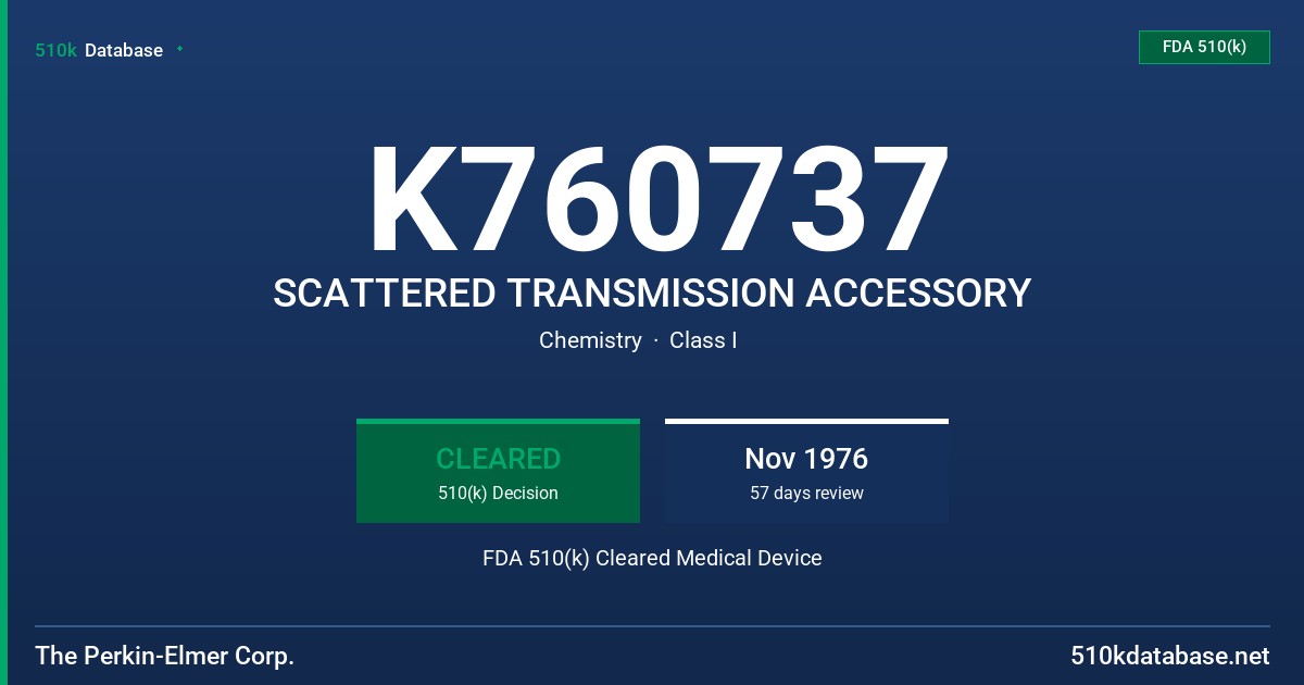 K760737 SCATTERED TRANSMISSION ACCESSORY FDA 510(k) Cleared Medical Device