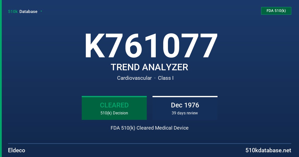 K761077 TREND ANALYZER FDA 510(k) Cleared Medical Device