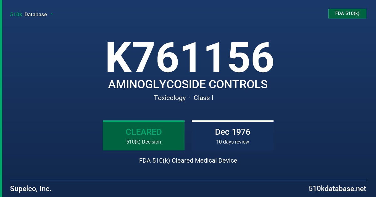 K761156 AMINOGLYCOSIDE CONTROLS FDA 510(k) Cleared Medical Device