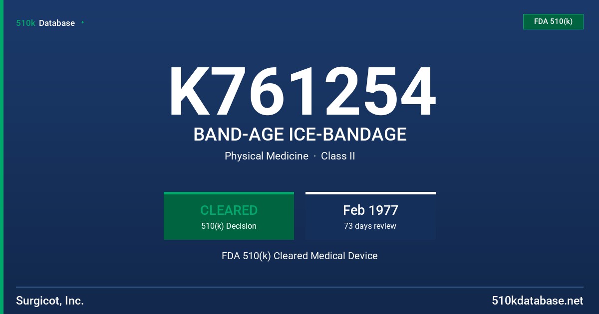 K761254 BAND-AGE ICE-BANDAGE FDA 510(k) Cleared Medical Device