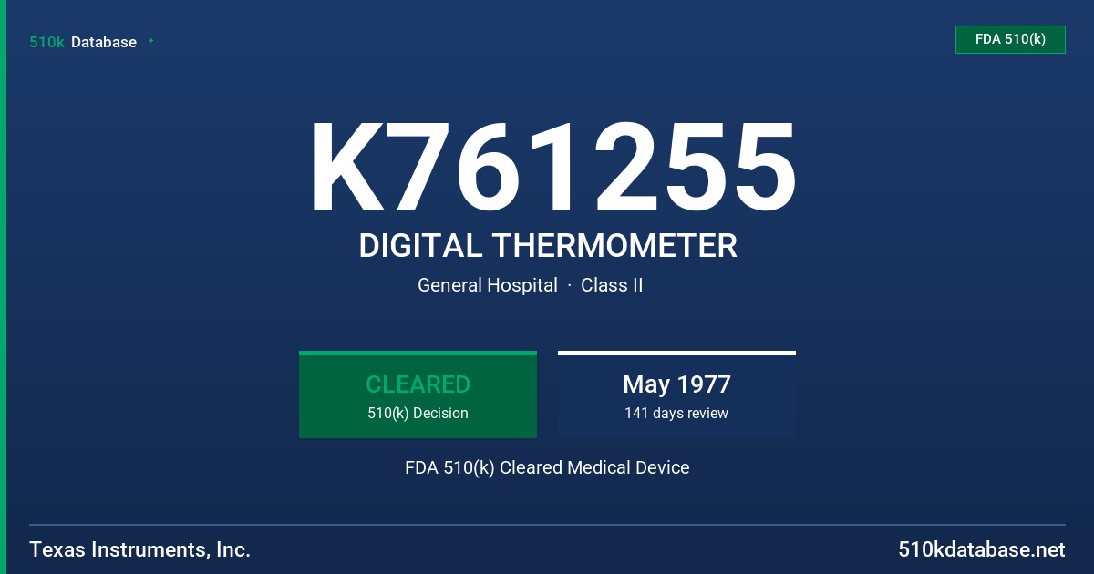 K761255 DIGITAL THERMOMETER FDA 510(k) Cleared Medical Device