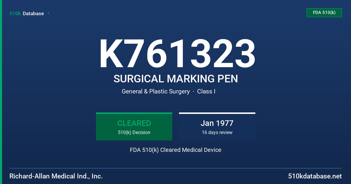 K761323 SURGICAL MARKING PEN FDA 510(k) Cleared Medical Device