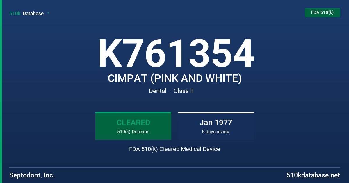 K761354 CIMPAT (PINK AND WHITE) FDA 510(k) Cleared Medical Device