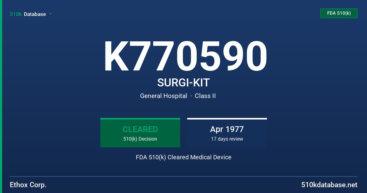 K770590 SURGI-KIT FDA 510(k) Cleared Medical Device