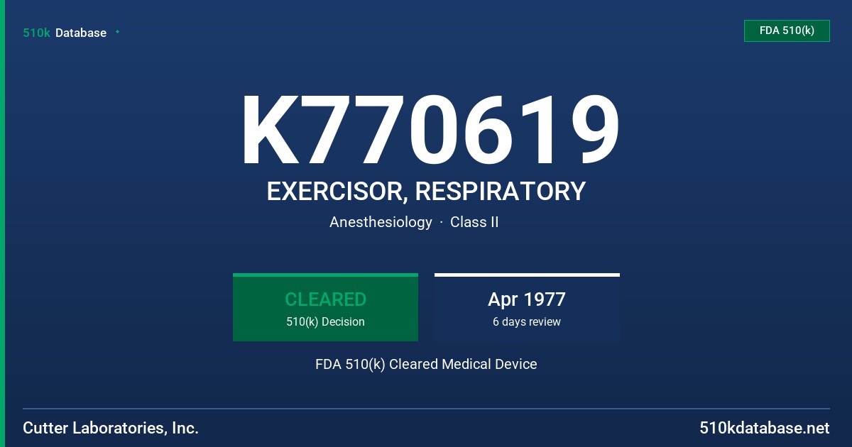 K770619 EXERCISOR, RESPIRATORY FDA 510(k) Cleared Medical Device