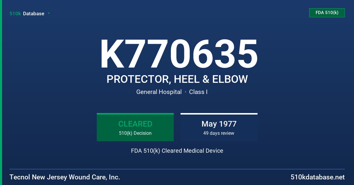 K770635 PROTECTOR, HEEL & ELBOW FDA 510(k) Cleared Medical Device