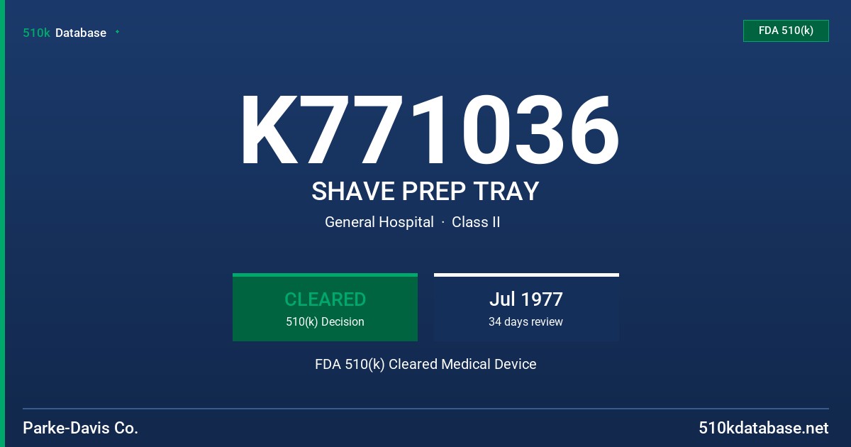 K771036 SHAVE PREP TRAY FDA 510(k) Cleared Medical Device