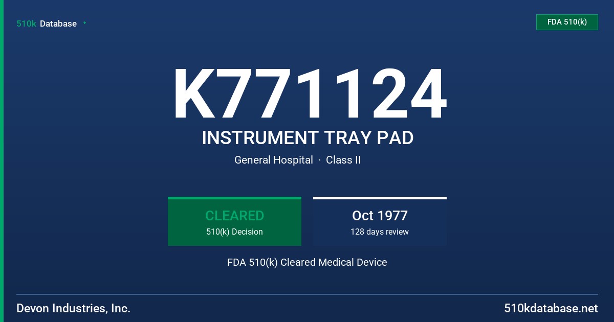 K771124 INSTRUMENT TRAY PAD FDA 510(k) Cleared Medical Device