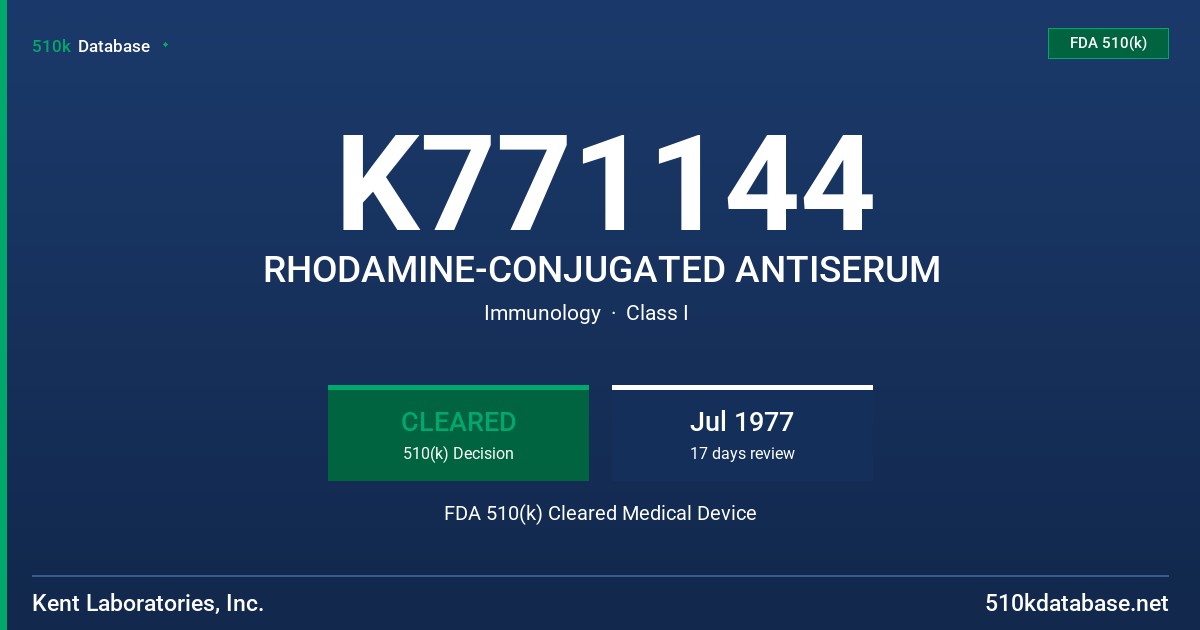 K771144 RHODAMINE-CONJUGATED ANTISERUM FDA 510(k) Cleared Medical Device
