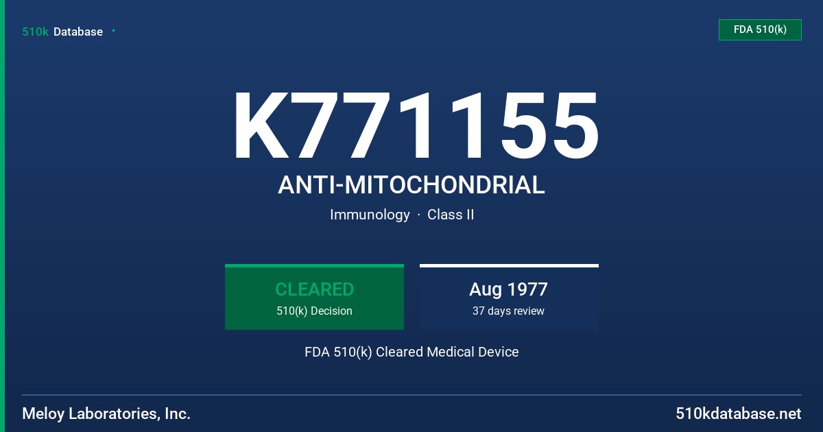 K771155 ANTI-MITOCHONDRIAL FDA 510(k) Cleared Medical Device