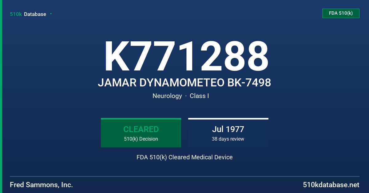 K771288 JAMAR DYNAMOMETEO BK-7498 FDA 510(k) Cleared Medical Device