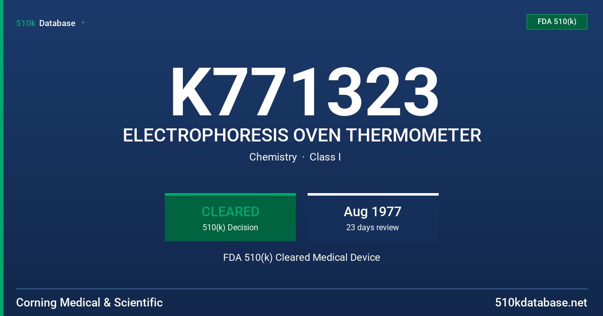 K771323 ELECTROPHORESIS OVEN THERMOMETER FDA 510(k) Cleared Medical Device