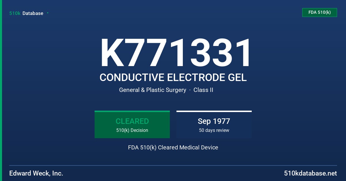 K771331 CONDUCTIVE ELECTRODE GEL FDA 510(k) Cleared Medical Device