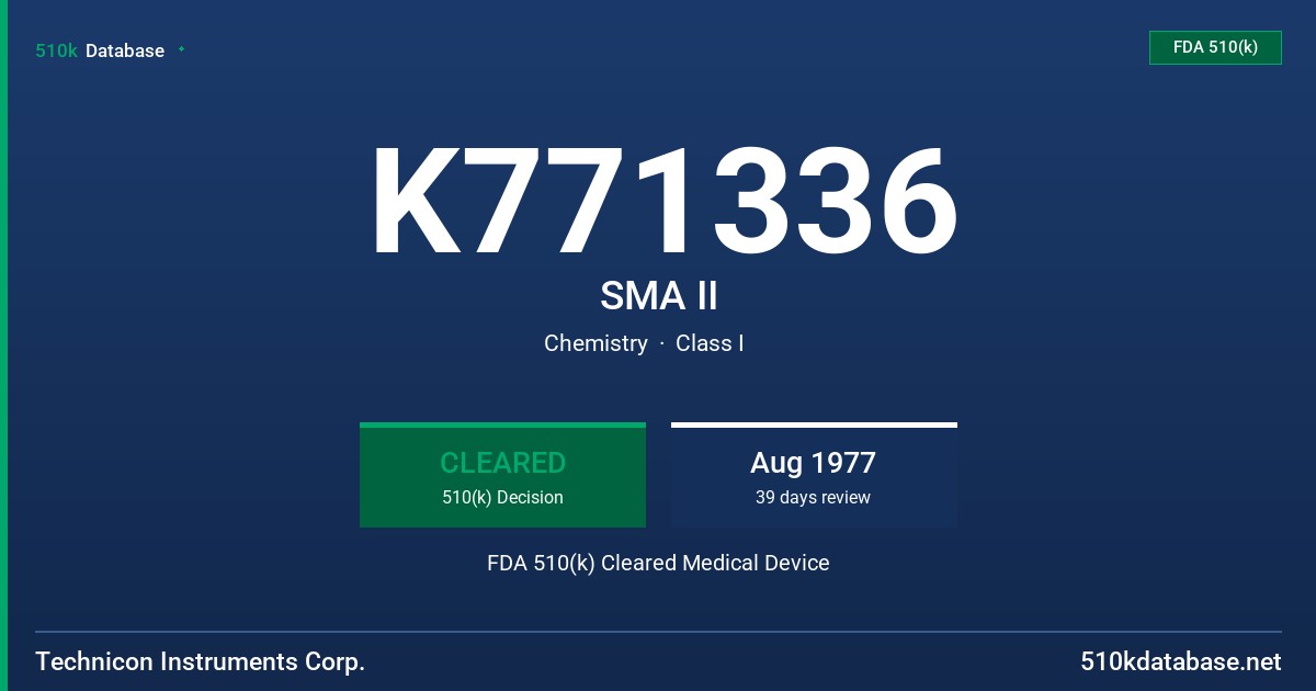 K771336 SMA II FDA 510(k) Cleared Medical Device