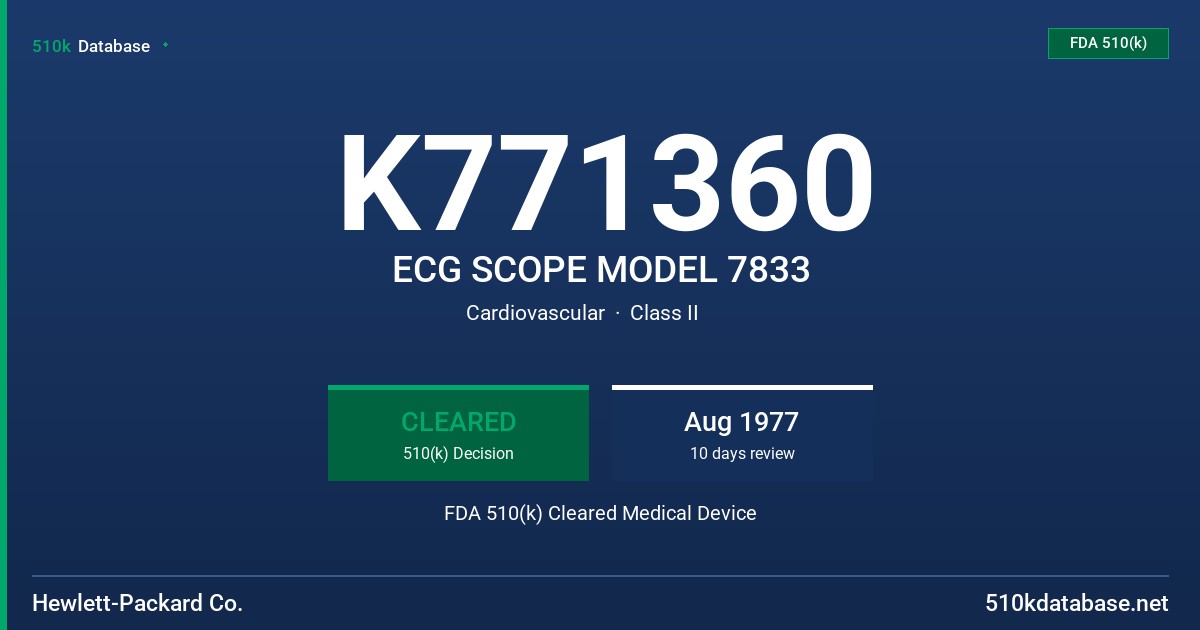 K771360 ECG SCOPE MODEL 7833 FDA 510(k) Cleared Medical Device