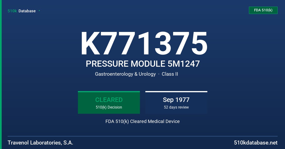 K771375 PRESSURE MODULE 5M1247 FDA 510(k) Cleared Medical Device