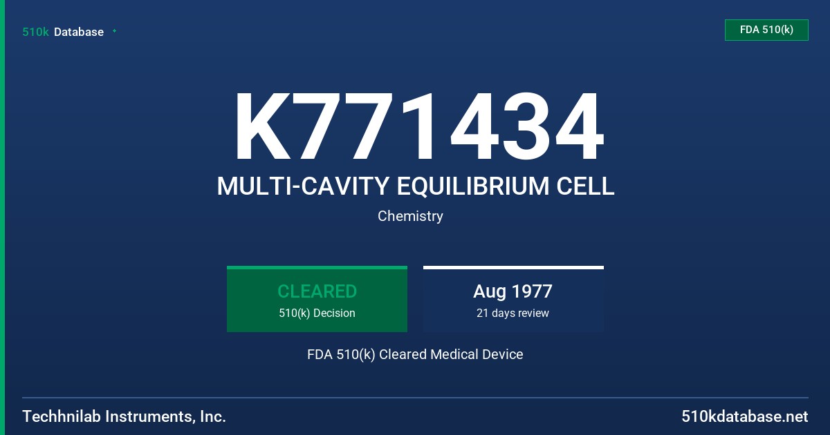 K771434 MULTI-CAVITY EQUILIBRIUM CELL FDA 510(k) Cleared Medical Device