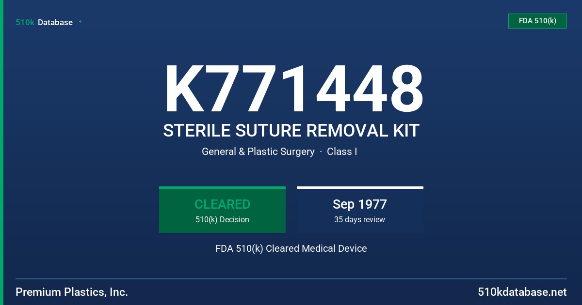 K771448 STERILE SUTURE REMOVAL KIT FDA 510(k) Cleared Medical Device