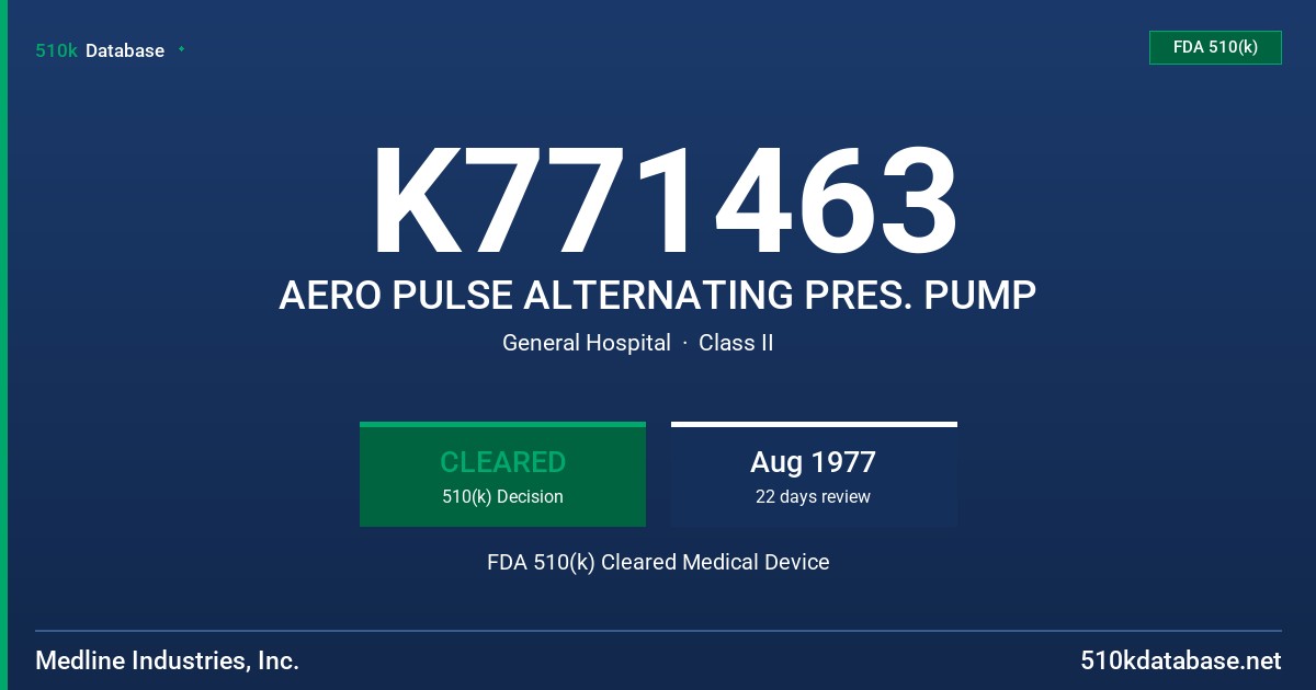 K771463 AERO PULSE ALTERNATING PRES. PUMP FDA 510(k) Cleared Medical Device