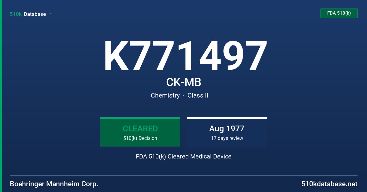 K771497 CK-MB FDA 510(k) Cleared Medical Device