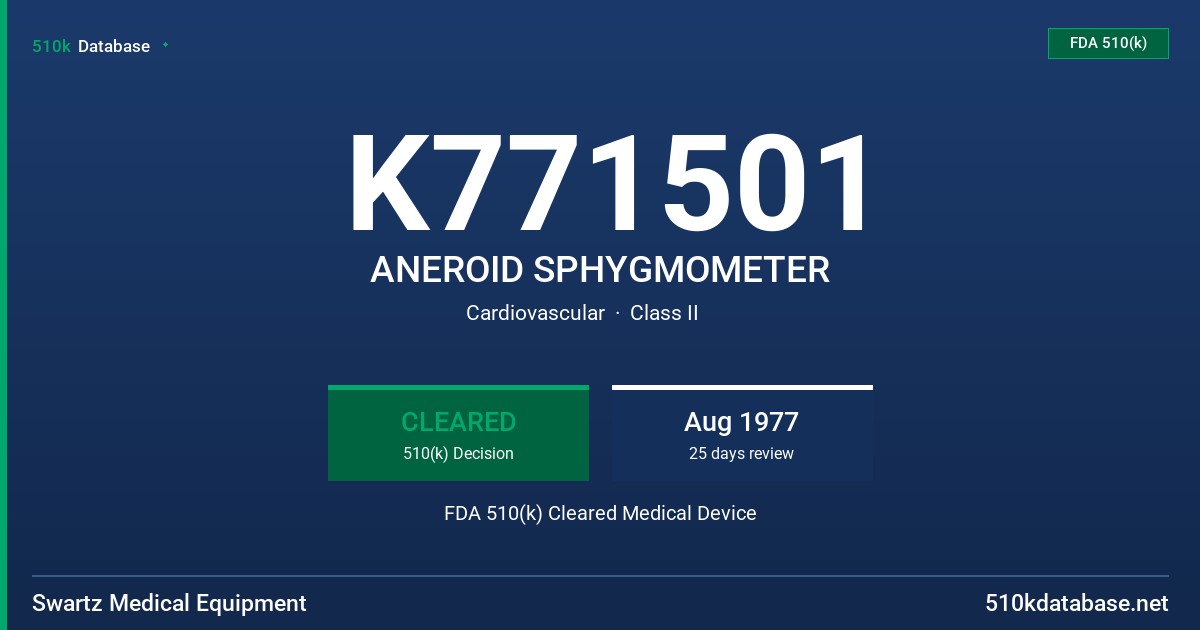 K771501 ANEROID SPHYGMOMETER FDA 510(k) Cleared Medical Device
