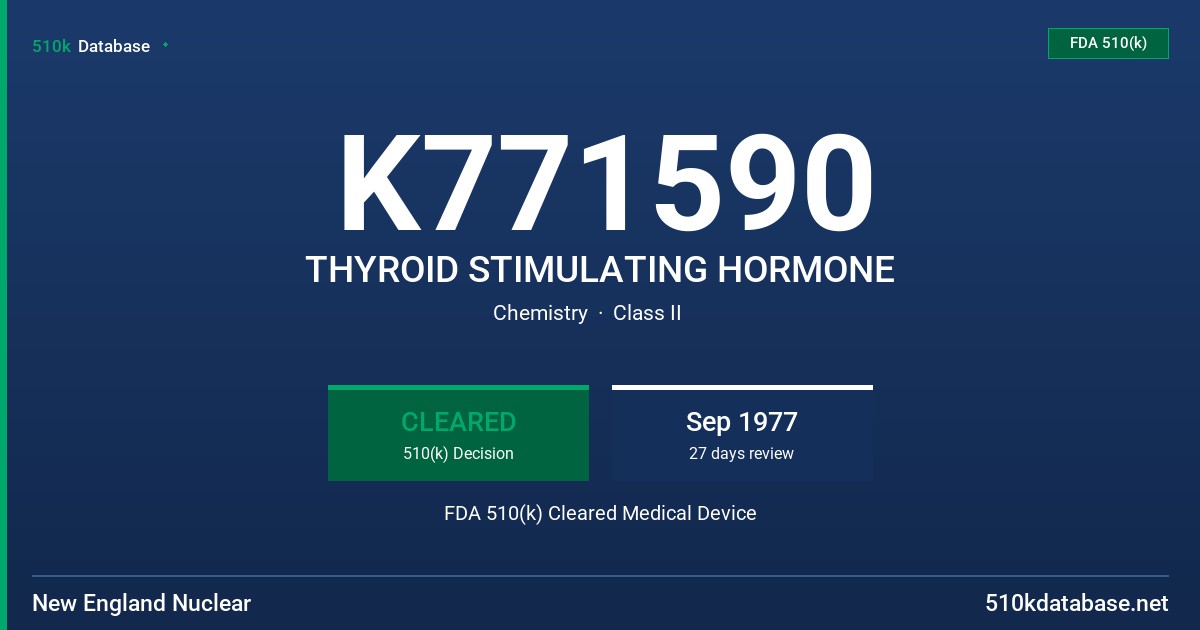 K771590 THYROID STIMULATING HORMONE FDA 510(k) Cleared Medical Device